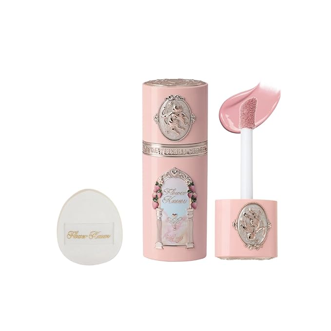 Flower Knows Strawberry Cupid All Day Glow Liquid Blush 02+Little Angel Cushion Powder Puff Set