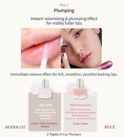 Heart Percent Dote On Mood Top Coating Lip Plumper, High-Shine Glossy Finish Maximize Volume & Fullness Lip Gloss 06. Max Plumper