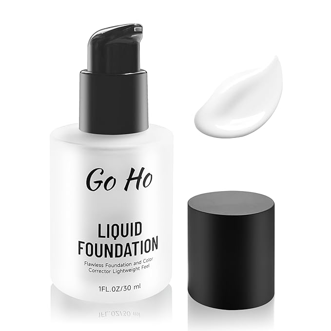 Go Ho White Liquid Foundation,Full Coverage White Foundation Color Corrector Demi Matte Finish for Goth Clown Makeup, Daily,Cosplay, Halloween Makeup