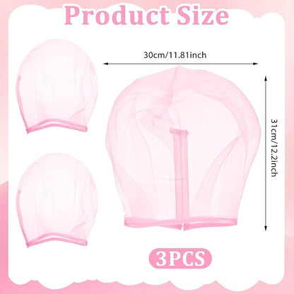3 Pcs Makeup Protector Hood for Face, Polyester Chiffon Makeup Protector Hood Washable Zipper Closure Face Cover Reusable Make up Faces Cover for Women Beauty (Pink)