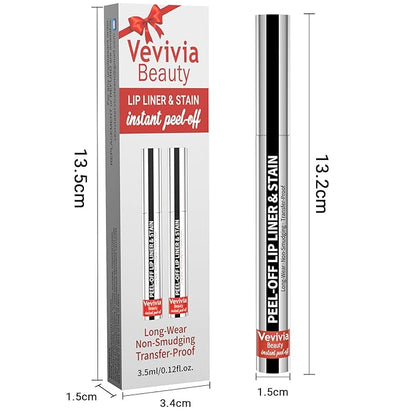 2pcs Lip Stain Peel Off - Lip Liner Stain Long Lasting Waterproof,2-in-1 Lip Liner with Tweezer Nude Matte,Non-Stick Cup,Highly Pigmented，Natural Finish,Stay On All Day,Perfect for Gift (Nude+Mauve)