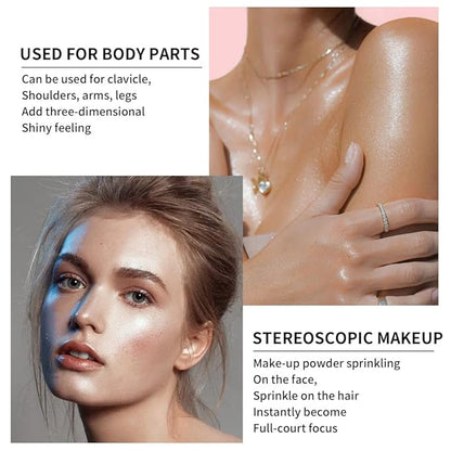 GL-Turelifes Hightlighter Stick Puff Fairy Stick Highlight Powder Glitter Loose Powder Brush Stick Contouring Powder Shimming Powder for Eyes, Face, Body Tiktok Makeup (SetB)