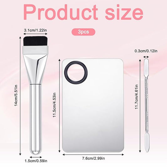 3 PCS Makeup Spatula Set, Stainless Steel Foundation Spatula, Makeup Mixing Palette, Foundation Make up Stick, Reusable Beauty Spatulas Tool for Facial Cosmetic