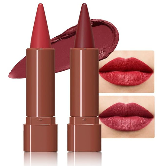 Sculpting Matte Lip Liner pencil,Gradient Matte Lipstick Crayon,Smooth Creamy Texture lip Pencil, Waterproof Smudge Proof Lipstick Pencil,Highly Pigmented Lip Makeup,Vegan Beauty.06#+07#