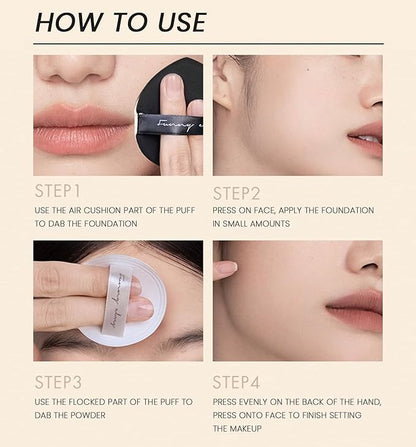 Funny Elves Air Cushion Foundation Pressed Setting Poweder Touch-up Two-in-One Long Lasting Concealer Oily Skin F21 1 Count