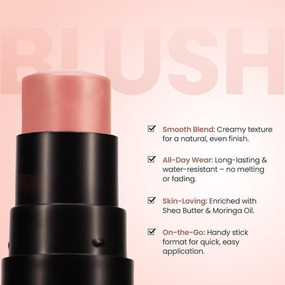 Blush Stick For Women - Ginger Love Blusher Highlighter Blush Stick For Cheeks Matte Finish Waterproof And Long Lasting Blusher, Face Makeup 1 count (Pack of 1)