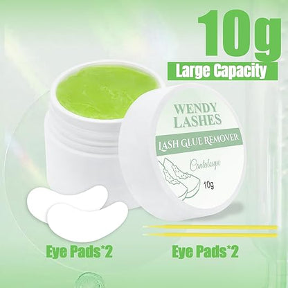 Eyelash Glue Remover for Lash Extensions: for DIY and Lash Artists, Wendy, 10ml Cream, Effectively, Low Irritation, Green, Cantaloupe Flavored