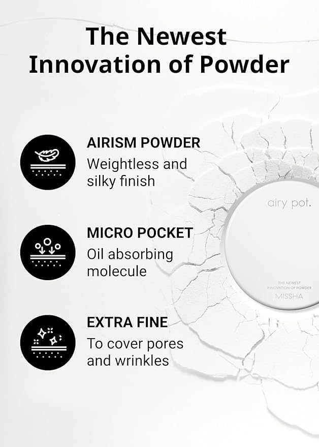 MISSHA Airy Pot Pressed Translucent Powder Pact 5g I Make Up Finishing Setting Powder For a Natural Matte Finish