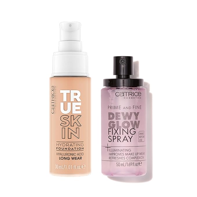 Catrice | True Skin Foundation 15 & Prime & Fine Dewy Glow Spray Bundle | Full Coverage Makeup | Vegan & Cruelty Free