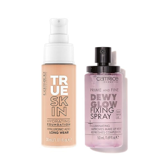 Catrice | True Skin Foundation 15 & Prime & Fine Dewy Glow Spray Bundle | Full Coverage Makeup | Vegan & Cruelty Free