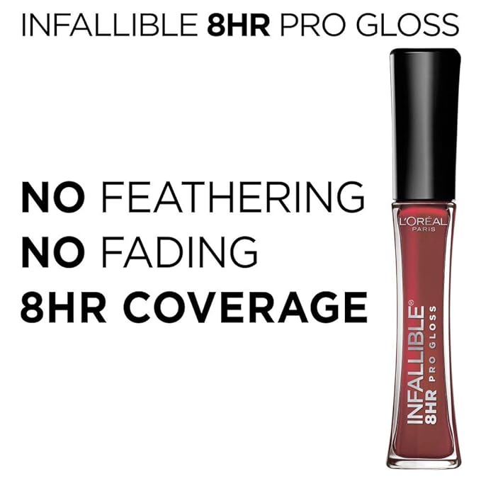 L'Oréal Paris Infallible 8 HR Pro Gloss, Red Fatale, 0.21 fl. Oz. (Pack of 4)