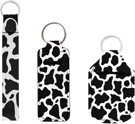 Suobstales 3Pcs Travel Bottles Keychain Holder Set,Travel Bottle Sleeves+Neoprene Chapstick Holders+Lanyard Keychain