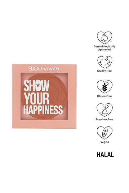 SHOW by PASTEL | Show Your Happiness Blush - Vibrant Pink Tone, Embossed Powder, Long-Lasting Color, No-204-Polite