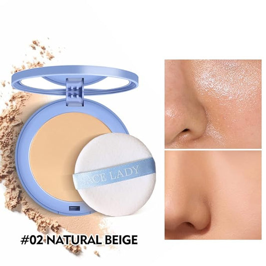 Flawless Pressed Powder & Full Coverage Foundation Concealer & Smooth Primer & Sponge, Waterproof Long Lasting Poreless Makeup Set by SACE LADY 5Pcs