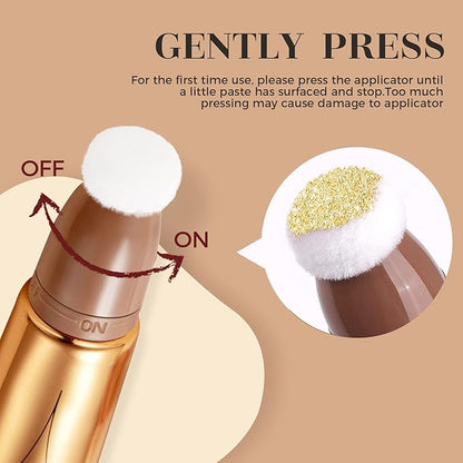 Highlighter Beauty Wand, Liquid Face Highlighter Stick with Cushion Applicator, Long Lasting Smooth Natural Matte Finish, Lightweight Blendable Super Silky Cream Highlighter Stick (05# Highlighter)