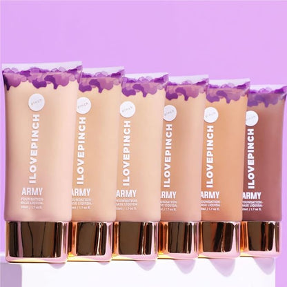 ILOVEPINCH Army Liquid Foundation Makeup, Semi Matte, Medium-to-High Coverage, Natural Beige No. 1-2,12 oz