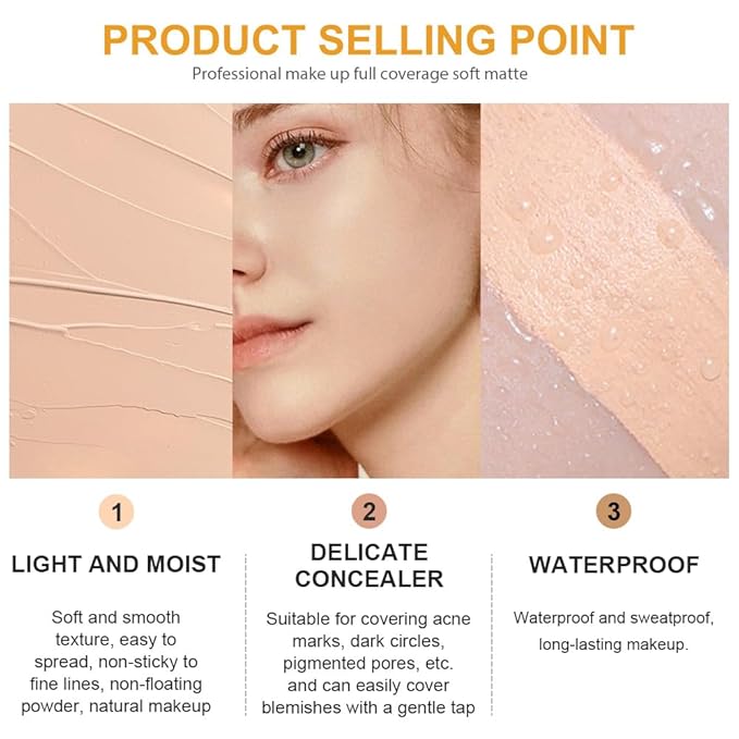 Kaely 2Pcs Pot Concealer Full Coverage Set, Under Eye Brightener Color Correcting Concealer for Dark Circles, Waterproof Foundation Face Makeup Brush Kit, Eye Ring Corrector de ojeras, 02+02