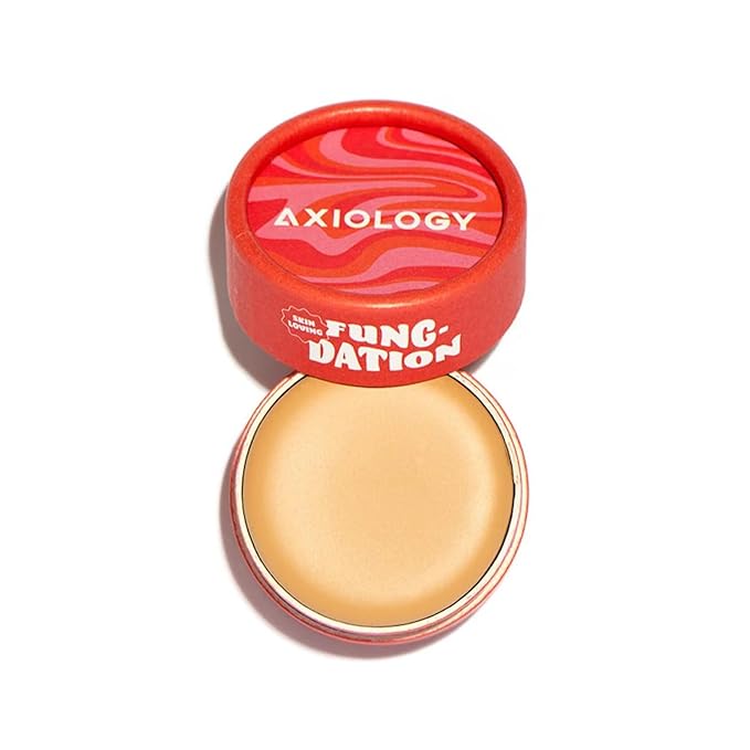 Axiology Fungdation Mushroom Foundation Face Makeup Creamy Wrinkle Defying Minimize Fine Lines Infused with Reishi Deep Hydration Natural Youthful Look Light to Medium Coverage 11.3g (Shade 5)