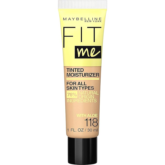 Maybelline Fit Me Tinted Moisturizer, Natural Coverage, Face Makeup, 118, 1 Count