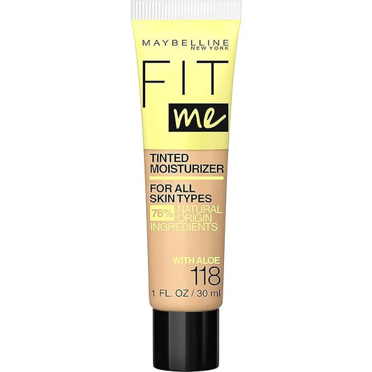Maybelline Fit Me Tinted Moisturizer, Natural Coverage, Face Makeup, 118, 1 Count