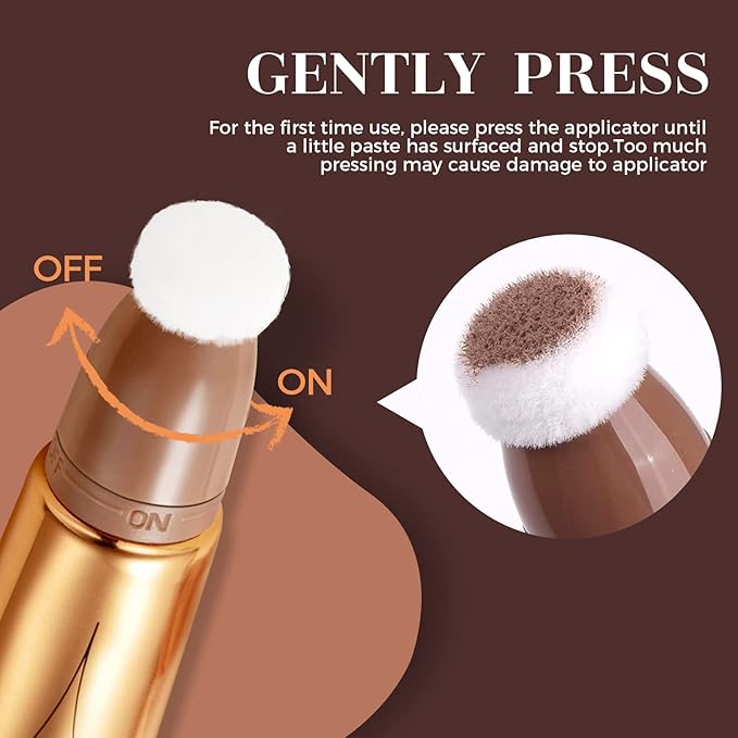 Contour Beauty Wand, Liquid Face Concealer Contouring Highlighter Blusher Stick with Cushion Applicator, Long Lasting Smooth Natural Matte Finish, Lightweight Blendable Super Silky Cream Contour Stick (3Pcs(01#Contour+03# Blush+05#Highlighter))