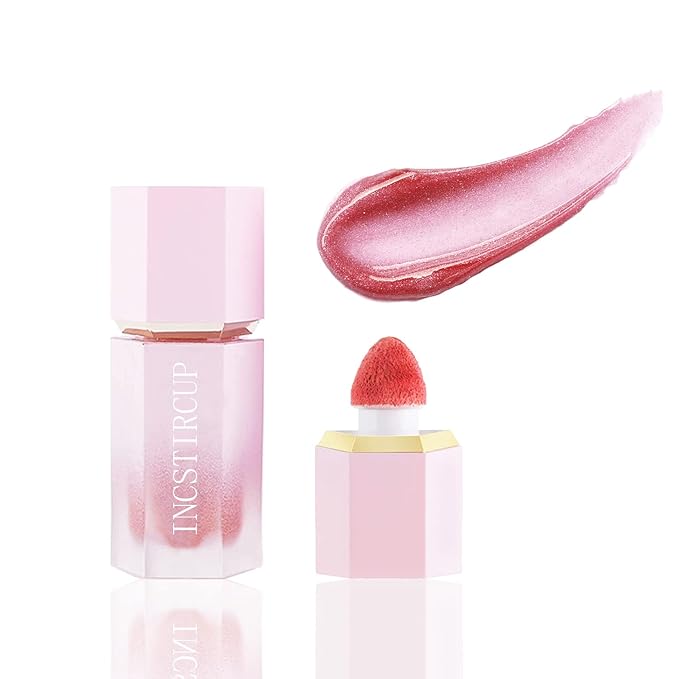 Soft Cream Liquid Blush, Creamy Liquid Blush Makeup with Cushion Applicator for Cheeks, Lip, Eyes, Buildable Pigment, Weightless, Long-lasting, Dewy Finish, Smudge Proof, Natural-Looking (03#)