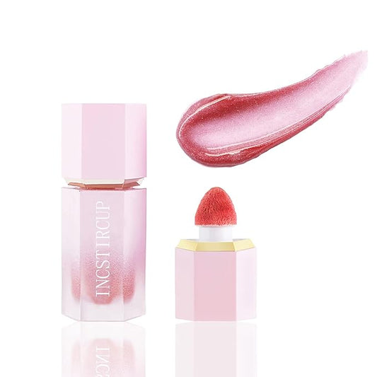 Soft Cream Liquid Blush, Creamy Liquid Blush Makeup with Cushion Applicator for Cheeks, Lip, Eyes, Buildable Pigment, Weightless, Long-lasting, Dewy Finish, Smudge Proof, Natural-Looking (03#)