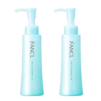 FANCL Mild Cleansing Oil, Japanese Facial Cleansing Oil, Makeup Remover, 100% Preservative Free, Clean Skincare for Sensitive Skin [US Package] (2 Pack, Light Blue)