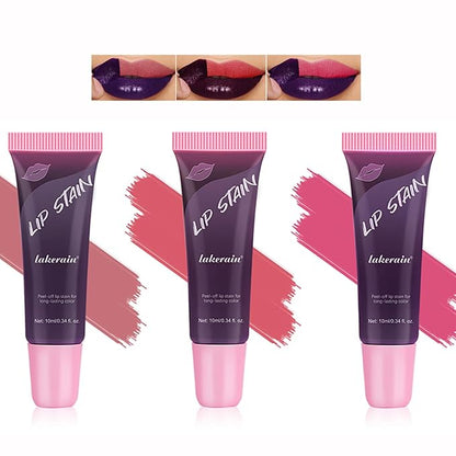 3 Colors Peel Off Lip Stain Detachable Lip Liner Set Long Lasting Lip Stain Peel Off Waterproof Non-sticky Matte Nude Lip Gloss Highly Pigmented Tattoo Lip Tint Stain Color (Multicolor, 3PCS)