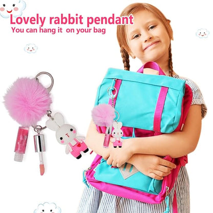 IBI Keychain Lip Glosses Set, Girls Party Favor Including 3Pcs Assorted Flavors Moisturizing Shimmer Lip Glosses for Kids and Teens Ages 5+