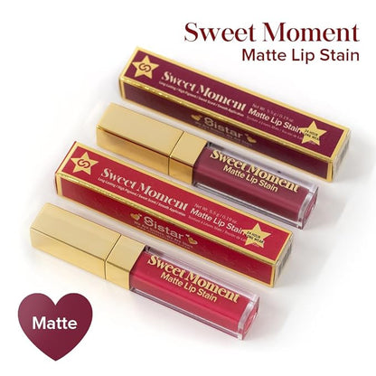 Sistar Sweet Moments Matte Lip Stain Long-Lasting Matte Finish Vivid High Pigment Colors Smooth and Sweet 1.5 mL / 0.05 fl. oz. (Vampire)
