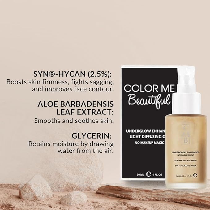 Underglow by Color Me Beautiful, Gel-Based Face Primer for Dewy, Glowing Skin, Hydrating, Smoothing and Plumping, Fills In Fine Lines