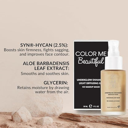 Underglow by Color Me Beautiful, Gel-Based Face Primer for Dewy, Glowing Skin, Hydrating, Smoothing and Plumping, Fills In Fine Lines