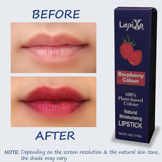 100% Plant-based Color Lipstick, Unique Formula, Natural + Moisturizing | Non-Toxic, All Food Ingredients, Antioxidant-rich, Natural Matte Vibrant Color, 4.4g/0.15oz (Raspberry color)