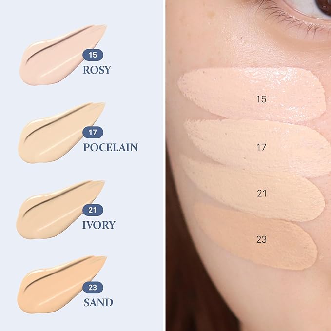 hince Second Skin Mesh Matte Cushion - 12g, Natural Coverage, Semi Matte Finish, Flawless Coverage, 24hr Long Lasting, Korean Cushion Foundation, Blue Cushion (PORCELAIN, 17)