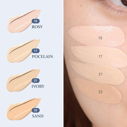 hince Second Skin Mesh Matte Cushion - 12g, Natural Coverage, Semi Matte Finish, Flawless Coverage, 24hr Long Lasting, Korean Cushion Foundation, Blue Cushion (SAND, 23)