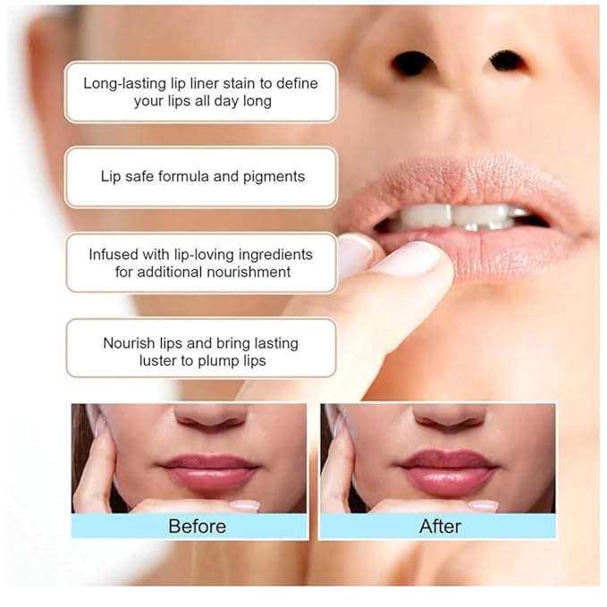 2PC Pipe-off lip liner stain,Nude Matte Tint,Non-Fading, Full Coverage,light brown/dark brown/burgundy long-lasting,line tattoo high-color Tint,Smudge-Proof,Waterproof(#3 Brown+#4 Cool Cocoa)