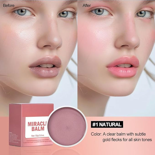 Miracle Balm, Blush for Cheeks, Lips, Eyelids, Face, Blush Balm Face Makeup, Moisturizing Facial Tint for Radiant Skin, Highlights & Illuminates with Fresh Earthy Citrus Scent (1, Natural, Large)