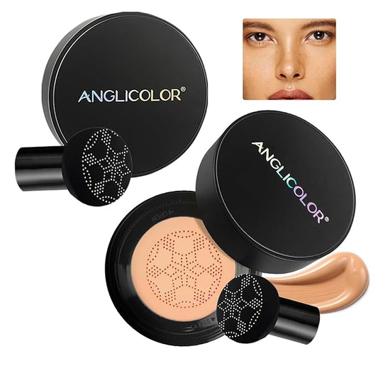 Mushroom Head Air Cushion CC Cream Strong Concealer 2PC,Face Makeup Cushion Foundation Long Lasting,Moisturizing BB Cream Makeup Base Primer Even Skin Tone for All Skin Types (2PC 05, 200g)
