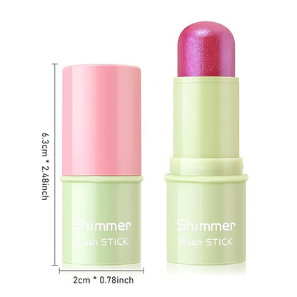 Boobeen Cream Makeup Blush Stick, Shimmer Blush for Cheeks, Lightweight Waterproof Highlighter Blush Wand, Easy to Blend