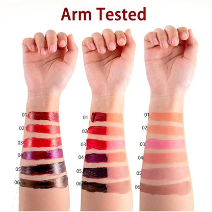 6 PCS Lip Stain Peel Off, Fruity Flavour Tinted Lip Gloss Lip Tint, Long Lasting Non-Stick Cup Tattoo Color Lipstick Set, Transfer Proof, Matte Finish, Lip Makeup for Women & Girls