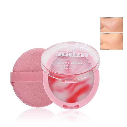 Poreless Face Blurring Primer & Oil Control Setting Powder Longwear 3D Blurring Balm, Waterproof Lightweight Flawless Skin Poreless Primer, Oil-Controlling Face Powder Soft Focus Effect