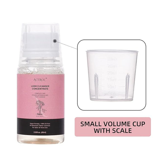 Eyelash Cleanser Concentrate 60ml Rose Professional Lash Shampoo Foaming Cleanser DIY Wash for Extensions Lashes with Salon Home Care-Makes 12Bottles