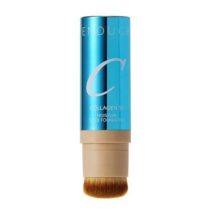 ENOUGH Collagen 3X Moisture Stick Foundation with Brush, Full Coverage Tinted Sunscreen for Face, Long-Lasting Korean Makeup, Perfect Тinted Мoisturizer with SPF 50+ (#13N Light Beige, 0.49 oz / 14g)