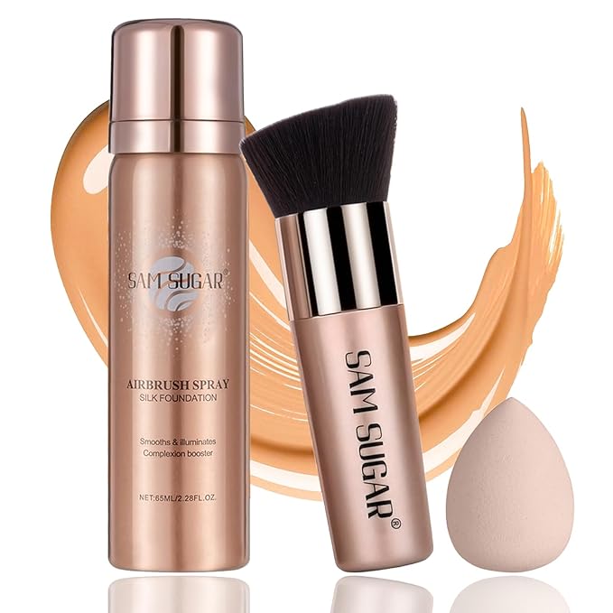 Airbrush Foundation Makeup Spray,Full Coverage Foundation for Waterproof Breathable,Natural Matte Finish,Concealer Moisturizing Foundation for Mature Skin for Smooth Radiant Finish Skin (Warm Honey)