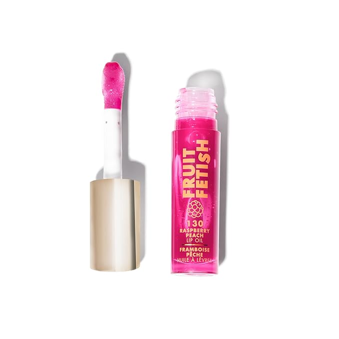 Milani Fruit Fetish Lip Oil with Vitamin E for Instant Hydration, Fruit Extract Infused Lip Treatment and Moisturizing Lip Gloss - Raspberry Peach