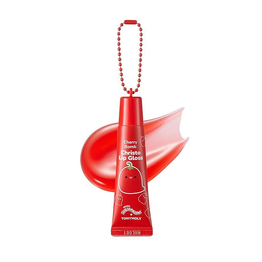 TONYMOLY x Squishmallows Christo Lip Gloss, Sheer Cherry Red Tint, Hydrating Formula with Cherry Extract and Rosehip Oil, 11ml