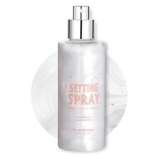 DAGEDA Glitter Setting Spray, Moisturizing + Shimmery + Setting Spray for Face, Fast Drying, Refreshing and Locking Dewy Makeup 3.38 fl. oz / 100 ml (White)