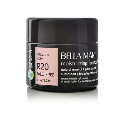 Bella Mari Natural Moisturizing Foundation, Medium Rose (R20); 1.7floz Glass