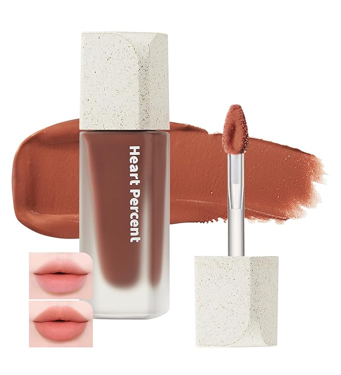 Heart Percent Dote On Mood Blurry Fog Tint, Velvety Matte Soft & Fuzzy Creamy Lightweight Vegan Lip Stains with Personal Color Analysis, #02. Dusty Fig